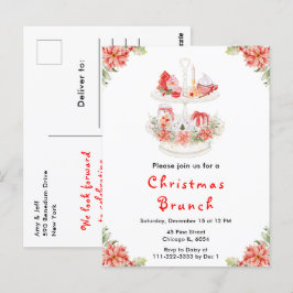 Weihnachtsfest Tee Party Rot Postkarte