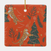 Weihnachtsfest Tiger-Foto Keramikornament (Rückseite)