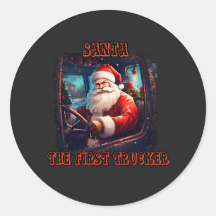 Weihnachtsfest Trucker Weihnachtsfeiertag Autofahr Runder Aufkleber