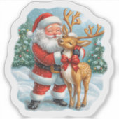 Weihnachtsfest und fröhliche Rentiersticker Aufkleber (Vorderseite)