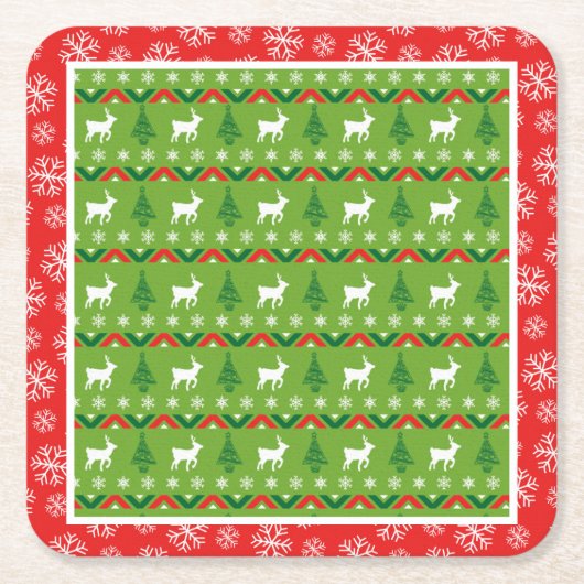 Weihnachtsfest und Schneeflocken Rechteckiger Pappuntersetzer (Vorderseite)