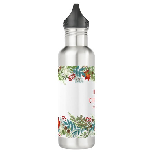 Weihnachtsfest Urlaub Floral Personalisiert Edelstahlflasche (Links)
