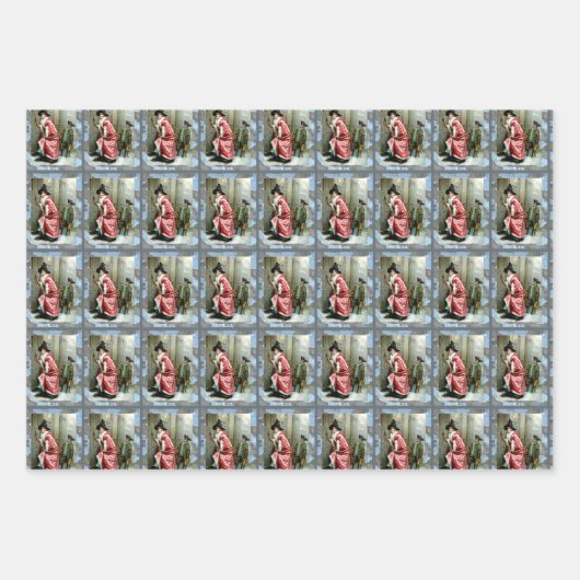 Weihnachtsfest Viktorianisch Urlaub Geschenkpapier Set (Vorderseite)