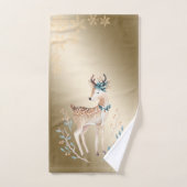 Weihnachtsfest Wasserfarbener Rentier, Schneeflock Badhandtuch Set (Handtuch)