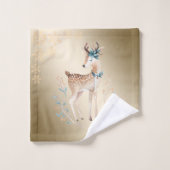 Weihnachtsfest Wasserfarbener Rentier, Schneeflock Badhandtuch Set (Waschlappen)