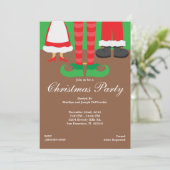 Weihnachtsfest, Weihnachten, Elf und Frau Claus Ho Einladung (Stehend Vorderseite)