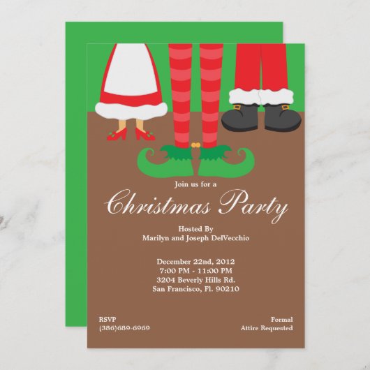 Weihnachtsfest, Weihnachten, Elf und Frau Claus Ho Einladung (Vorne/Hinten)