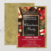 Weihnachtsfest Weihnachten Party Red & Gold Glitze Einladung (Vorne/Hinten)