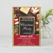 Weihnachtsfest Weihnachten Party Red & Gold Glitze Einladung (Stehend Vorderseite)