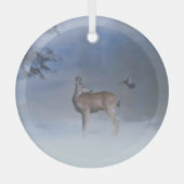 Weihnachtsfest Wildtiere und Blauer Jay Ornament Aus Glas (Vorderseite)