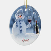 Weihnachtsfest Wine Schneemann Niedlich Funny Keramik Ornament (Rechts)