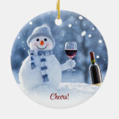 Weihnachtsfest Wine Schneemann Niedlich Funny Keramik Ornament (Hinten)