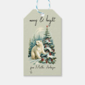 Weihnachtsfest Winterwald Polar Name Geschenkanhänger (Vorderseite)