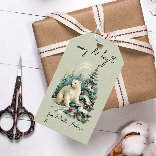 Weihnachtsfest Winterwald Polar Name Geschenkanhänger