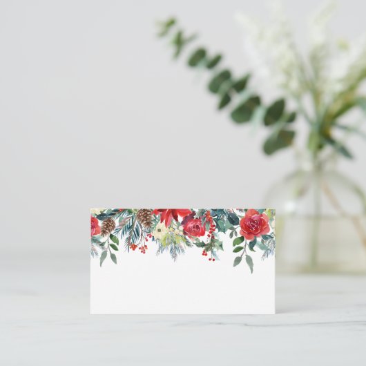 Weihnachtsfeste Blume und Pine Cones Garland Platzkarte (Stehend Vorderseite)