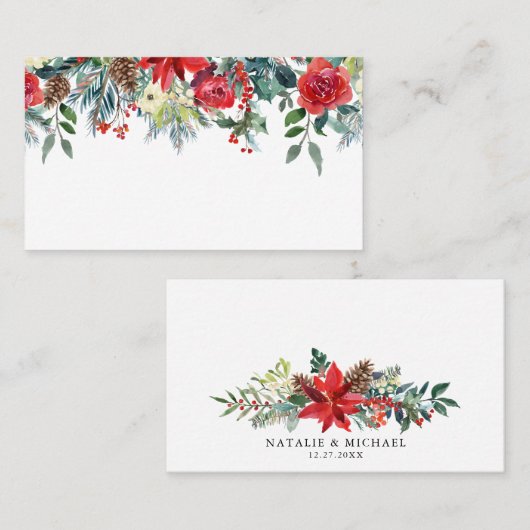 Weihnachtsfeste Blume und Pine Cones Garland Platzkarte (Vorne/Hinten)