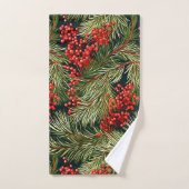 Weihnachtsfeste Branchen und Berries Badhandtuch Set (Handtuch)