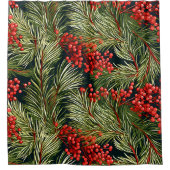 Weihnachtsfeste Branchen und Berries Duschvorhang (Vorderseite)