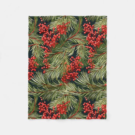 Weihnachtsfeste Branchen und Berries Fleecedecke (Vorderseite)
