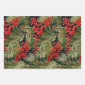 Weihnachtsfeste Branchen und Berries Geschenkpapier Set (Vorderseite 3)
