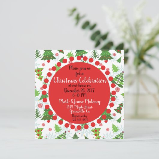 Weihnachtsfeste Party Einladungen (Stehend Vorderseite)