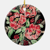 Weihnachtsfeste Rose in Aquarellfarbe - Blume Keramik Ornament (Hinten)