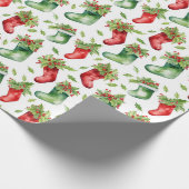 Weihnachtsfeste Strümpfe Geschenkpapier (Ecke)