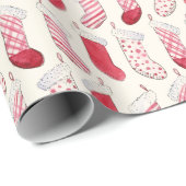 Weihnachtsfeste Strümpfe in Aquarellen Vintag Geschenkpapier (Rolleneckpunkt)