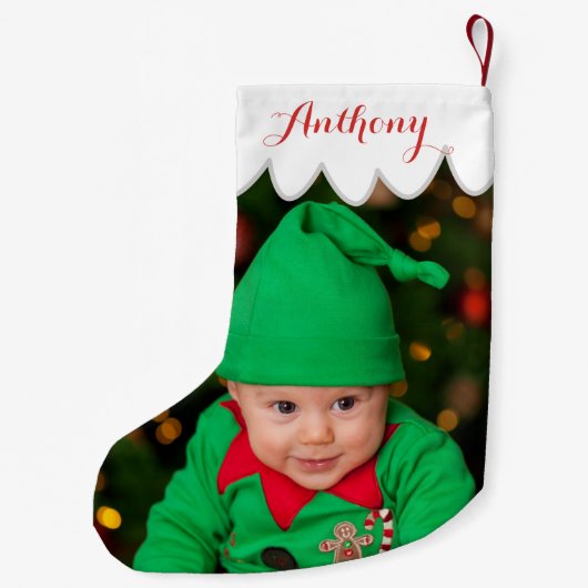 Weihnachtsfeste Strümpfe mit Ihrem Foto Kleiner Weihnachtsstrumpf (Rückseite)