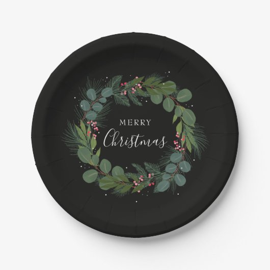 Weihnachtsfestkranz Papierplatten Pappteller (Vorderseite)