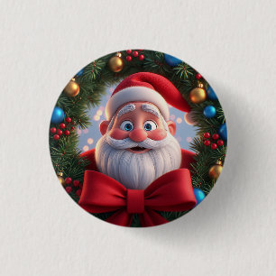 Weihnachtsfestliche Cartoon-Weihnachtsmann Button