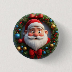 Weihnachtsfestliche Zeichentrickfigur Weihnachtsma Button