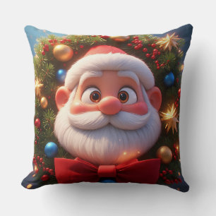 Weihnachtsfestliche Zeichentrickfigur Weihnachtsma Kissen