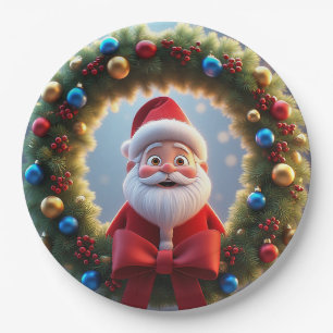Weihnachtsfestliche Zeichentrickfigur Weihnachtsma Pappteller