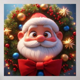 Weihnachtsfestliche Zeichentrickfigur Weihnachtsma Poster