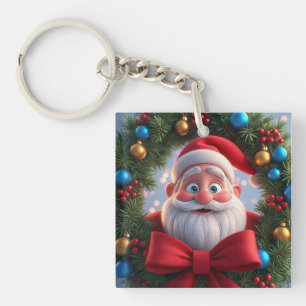Weihnachtsfestliche Zeichentrickfigur Weihnachtsma Schlüsselanhänger