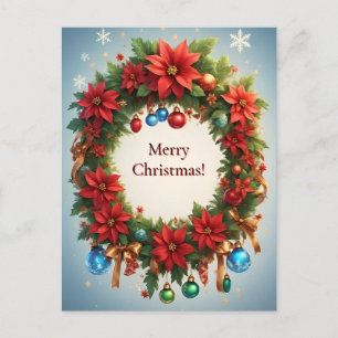 Weihnachtsfestlicher Kranz 🎄✨ Poinsettie Postkarte