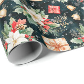 Weihnachtsfestspiele Poinsettia Blume Geschenkpapier (Rolleneckpunkt)