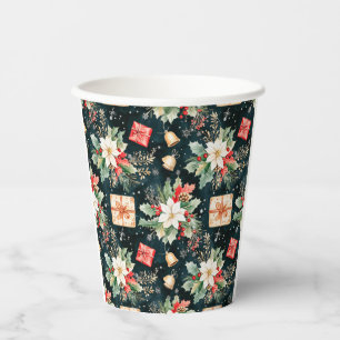 Weihnachtsfestspiele Poinsettia Blume Pappbecher