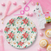 Weihnachtsfestspiele Poinsettia Blume Pappteller (Party)