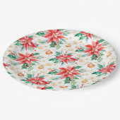 Weihnachtsfestspiele Poinsettia Blume Pappteller (Schrägansicht)