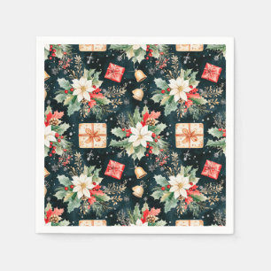 Weihnachtsfestspiele Poinsettia Blume Serviette