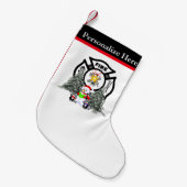 Weihnachtsfeuer-Abteilungs-Szene Kleiner Weihnachtsstrumpf (Vorderansicht (hängend))