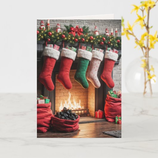 Weihnachtsfeuer mit Kohlensack Karte (Gelbe Blume)