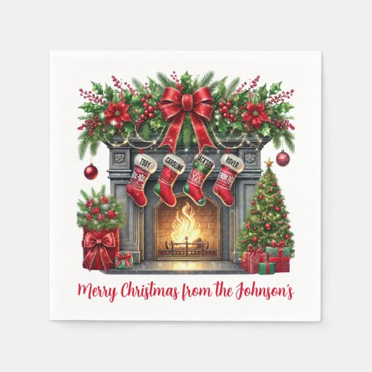 Weihnachtsfeuer Serviette (Vorderseite)