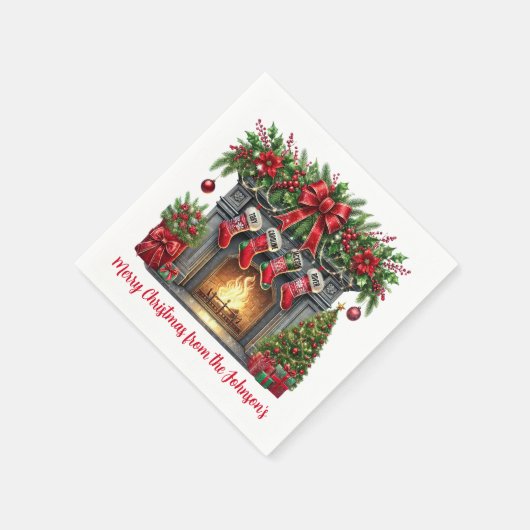 Weihnachtsfeuer Serviette (Ecke)