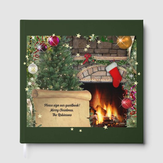 Weihnachtsfeuerplatz (anpassbar) gästebuch (Vorderseite)