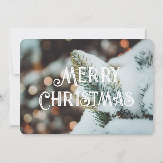 Weihnachtsfichtenzweig und Winterlichter Karte (Vorderseite)