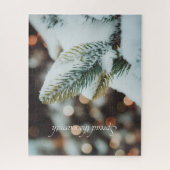 Weihnachtsfichtenzweig und Winterlichter Puzzle (Vertikal)