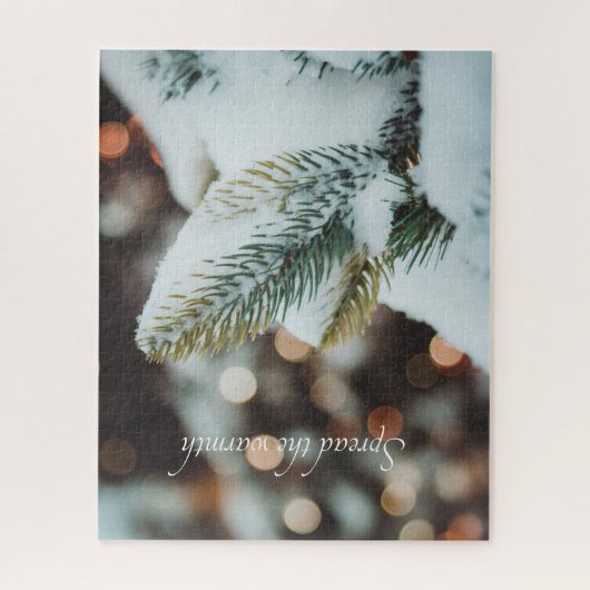 Weihnachtsfichtenzweig und Winterlichter Puzzle (Vertikal)